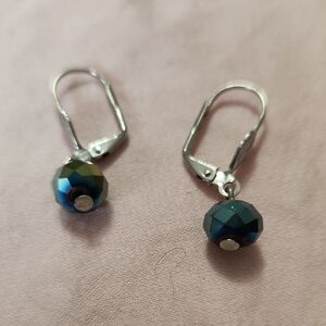 Chic Silver and Blue Drop Earrings